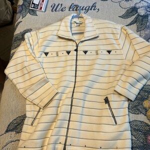 Diamond Supply Co. Cream and Black Striped Zip Up Jacket
